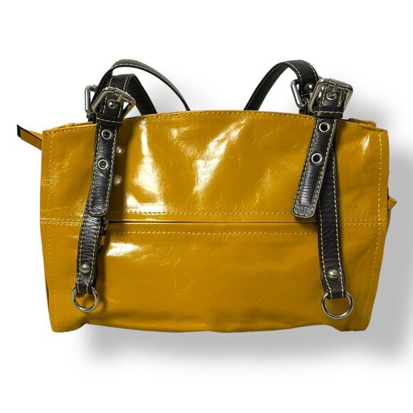 Nino BOSSI Handbags - Nino Bossi Mustard Yellow Leather Shoulder Bag Purse Brown Straps